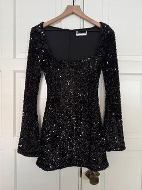 Princess Polly Vinelle Sequin Mini Dress with long bell sleeves